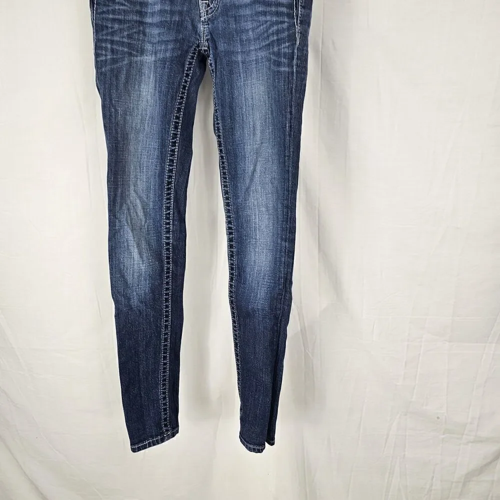 Miss Me JP548954 SKINNY  Metal Embellishments Rhinestones Thick Thread Womens 25